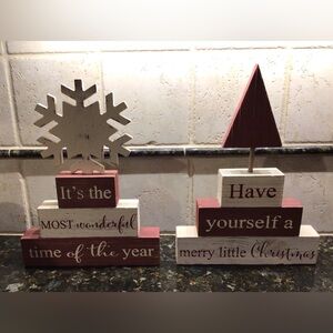 Wooden Pair of Christmas Decorations